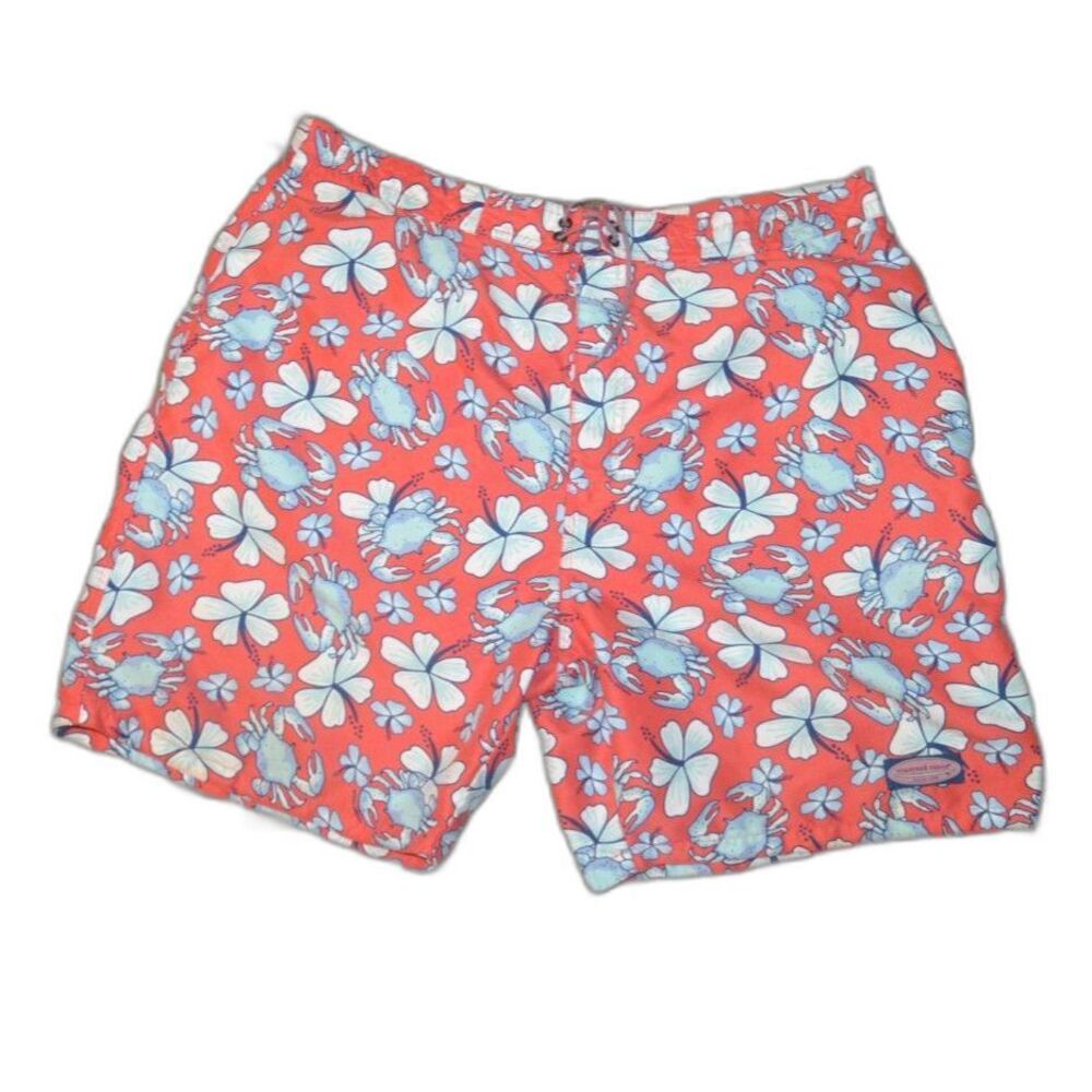 Vineyard Vines Chappy Trunks Crab Crabs Hawaiian Floral Hibiscus Swim Trunks XL